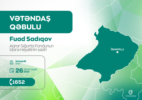 Aqrar Sığorta Fondunun sədri İsmayıllıda vətəndaşları qəbul edəcək