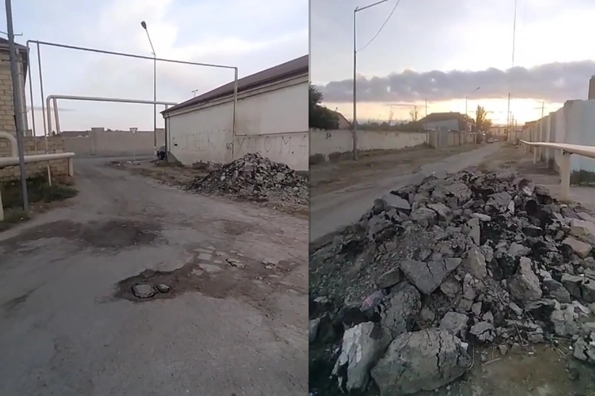 Asfaltı qazıb yolu bərbad hala saldılar - 