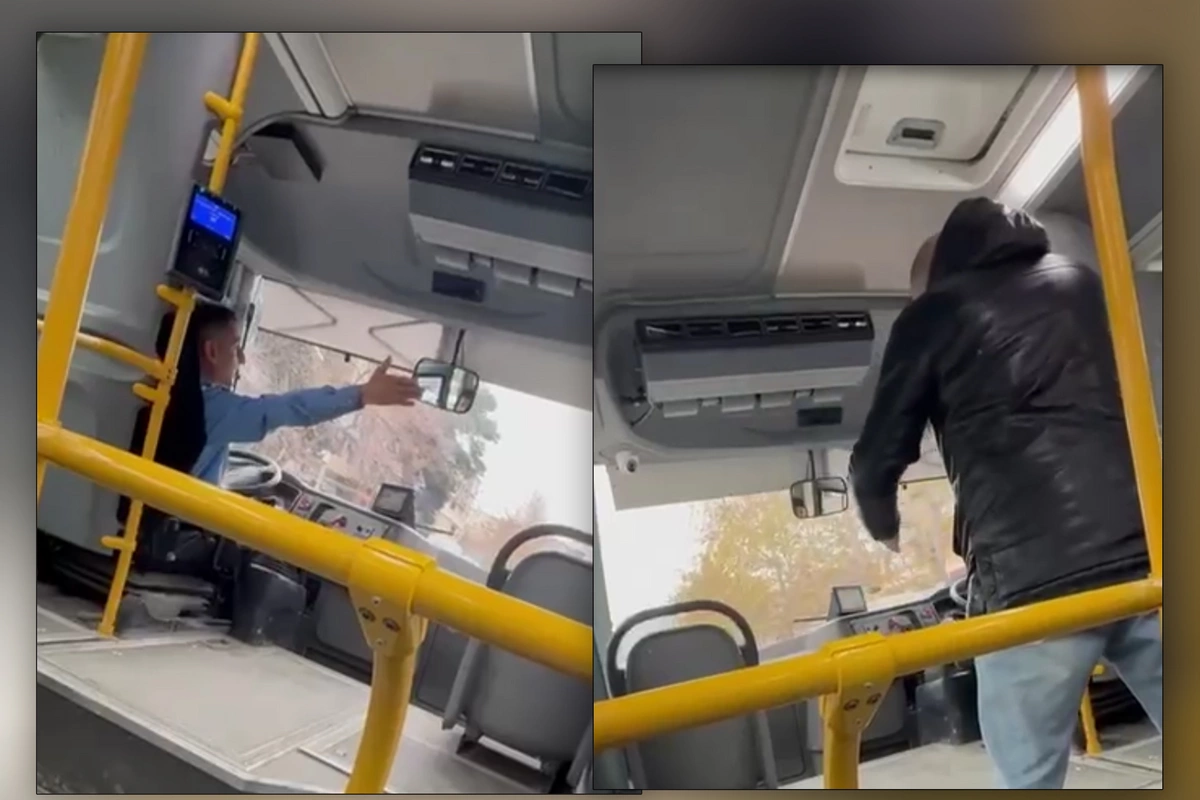 Avtobusda sürücü ilə sərnişinlər arasında GƏRGİNLİK - 