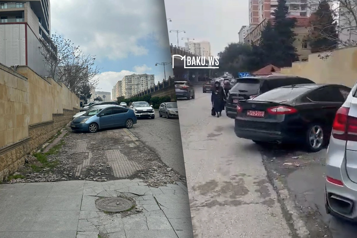 Avtomobillər səkini ZƏBT ETDİ - piyadalar çətinlik çəkirlər