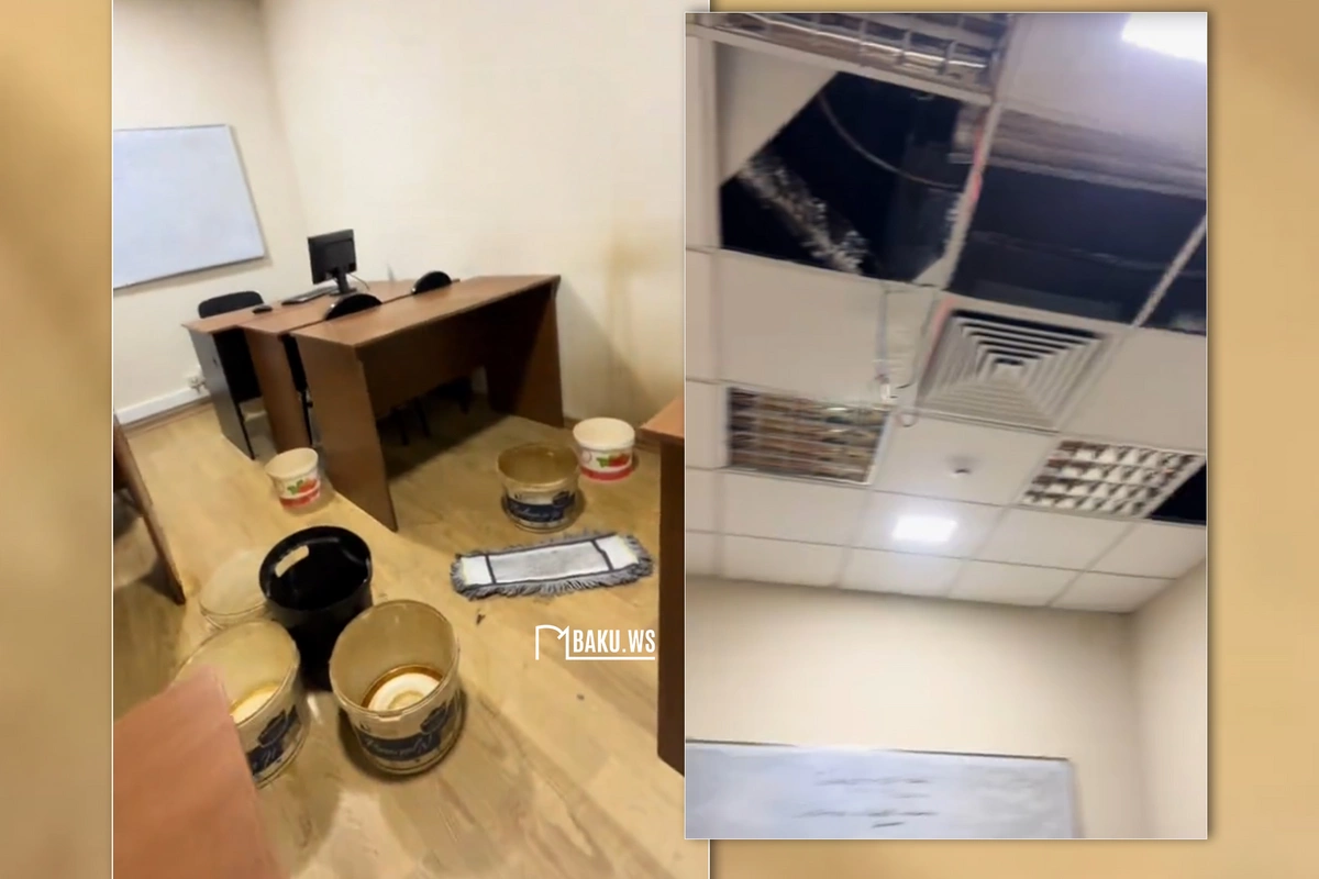 Azərbaycan Universitetinin dərs otağına yağış suları damıb?