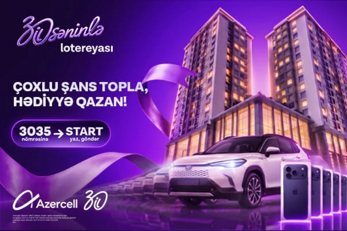 Azercell-in yubiley lotereyasında Fakturasız xətt abunəçiləri üçün hər həftə 7 iPhone və bir Toyota Corolla Cross uduşa çıxarılır!