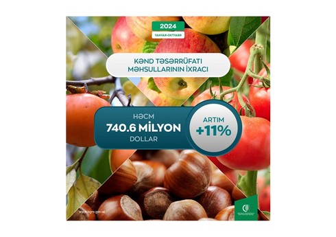 Azərbaycan kənd təsərrüfatı məhsullarının ixracından gəlirini 11 % artırıb