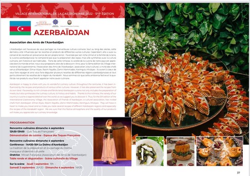 Azərbaycan Parisdə 5-ci beynəlxalq qastronomiya festivalında təmsil olunacaq