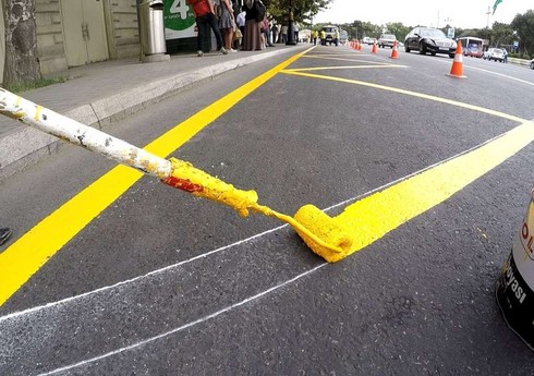 Bakı-Quba yolunun bir hissəsində üfüqi nişanlanma xətləri yenidən rənglənir