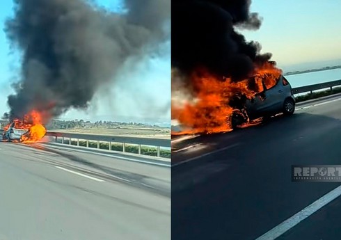 Bakı-Sumqayıt yolunda avtomobil yanaraq külə dönüb