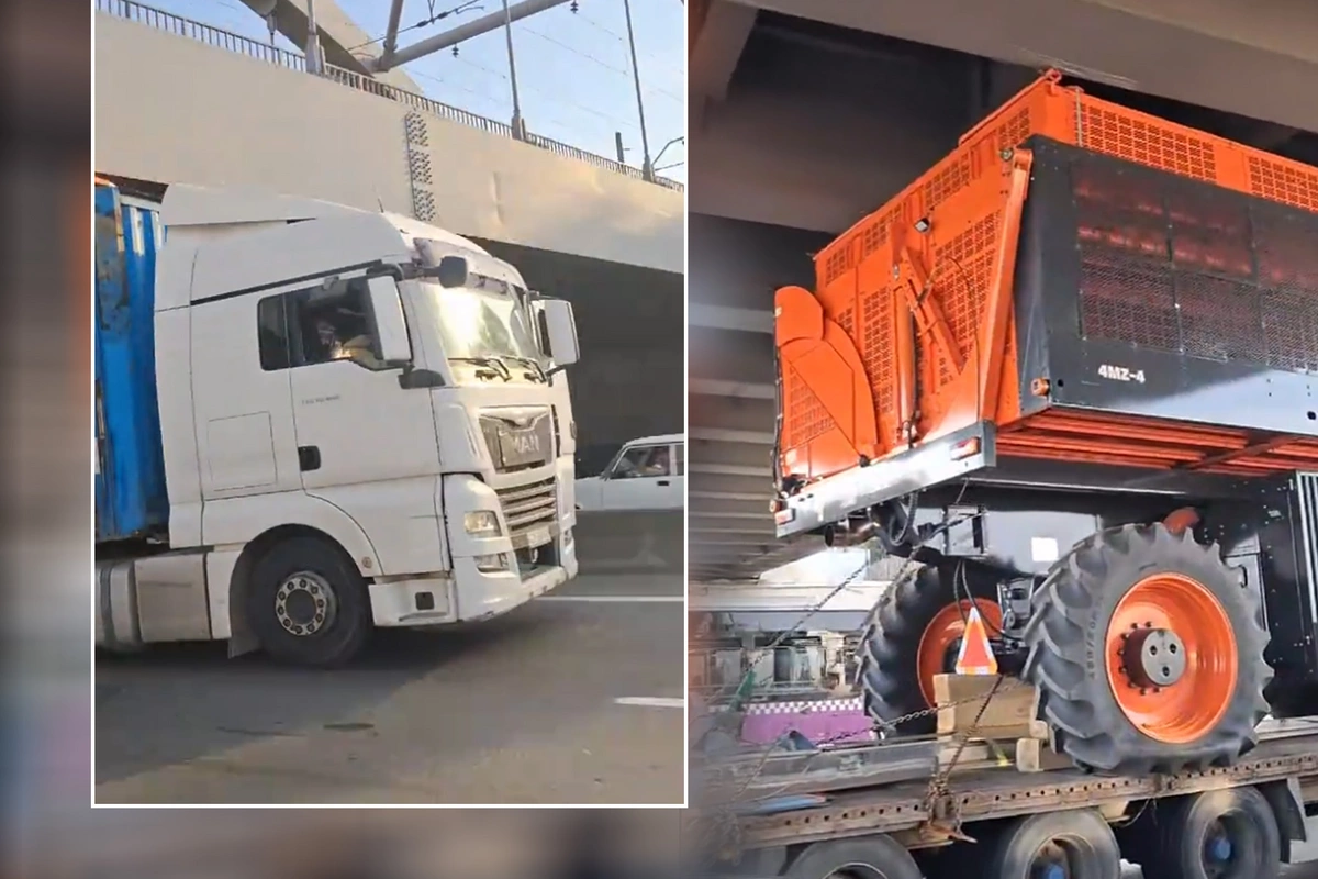 Bakı-Sumqayıt yolunda TIR-ın daşıdığı texnika körpüyə ilişdi