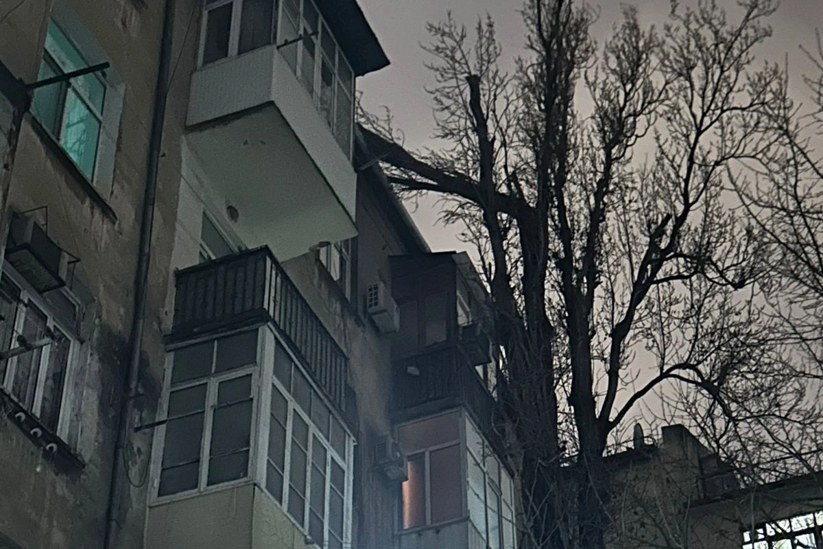 Bakıda ağac binanın üstünə aşdı