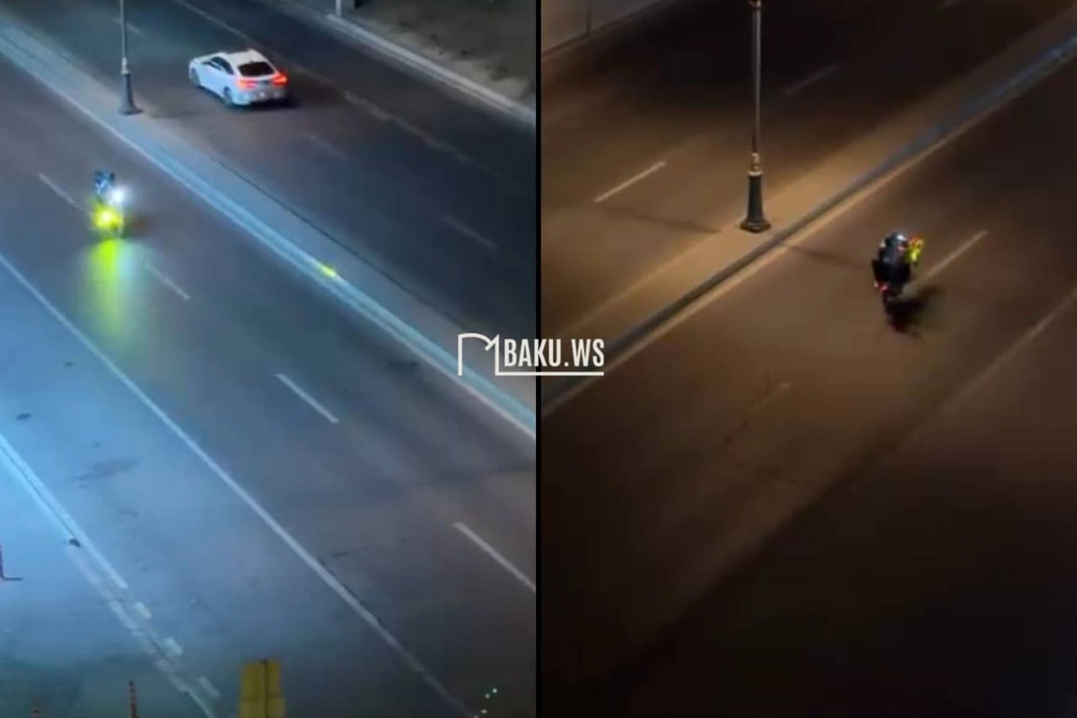 Bakıda insanları gecə narahat edən motosiklet sürücüsü Bakıda insanları gecə narahat edən motosiklet sürücüsü