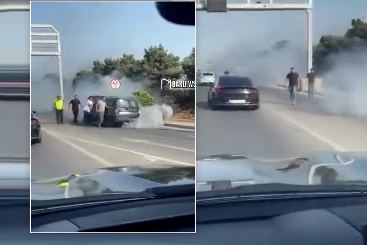 Bakıda magistral yolda maşın tüstüləndi