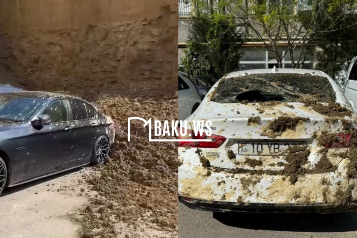 Bakıda torpaq sürüşməsi olub, avtomobillərə ziyan dəyib
