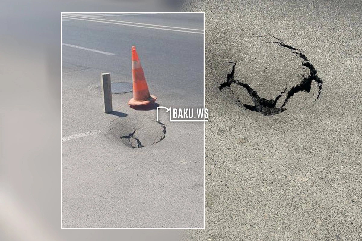 Bakının daha bir yolunda ÇÖKMƏ RİSKİ - DİQQƏTLİ OLUN!