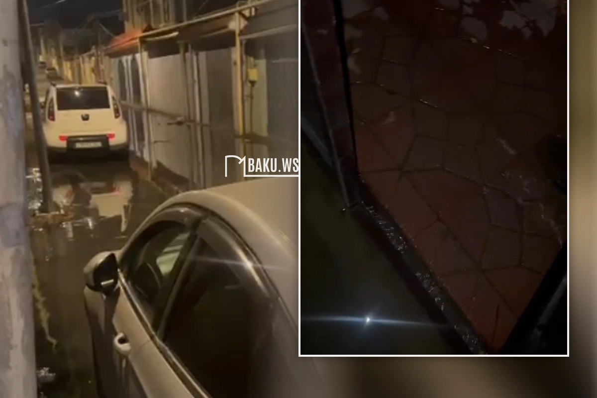 Bakıxanovda kanalizasiya borusu partlayıb - Çirkab sular küçəyə axır