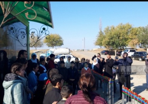 Biləsuvarda şəhidin xatirəsinə abidə-bulaq kompleksi açılıb