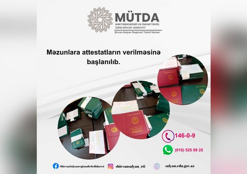 Şirvan-Salyan Regional Təhsil İdarəsi üzrə bu il 232 məzun məktəbi fərqlənmə attestatı ilə bitirib