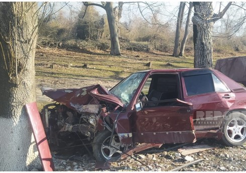 Şəkidə avtomobil ağaca çırpılıb, xəsarət alanlar var