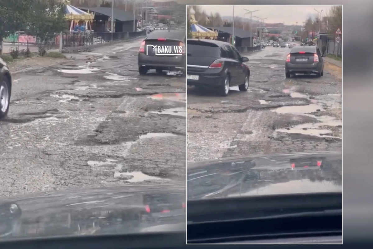 Masazırda yeni təmir olunan yol yenidən yararsız hala düşüb