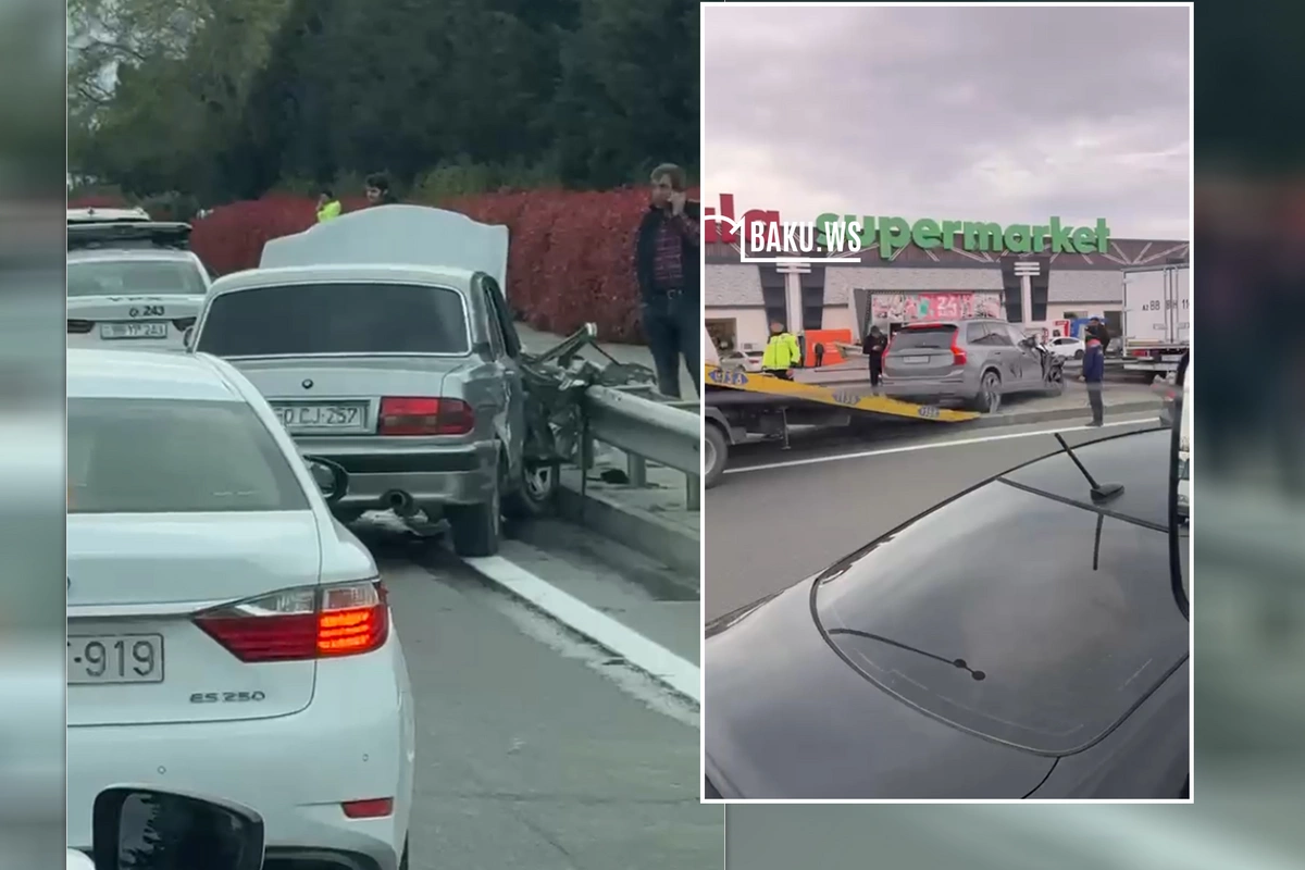 Mərdəkan şosesində AĞIR QƏZA - Maşınlar arakəsməyə çırpıldı