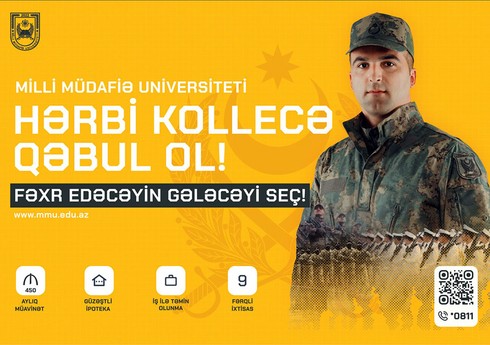 Milli Müdafiə Universitetinin hərbi kolleclərində orta ixtisas təhsili pilləsinə qəbul elan olunub