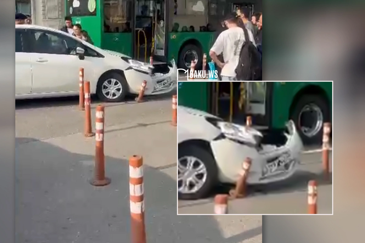 Neftçilər prospektində avtobus minik maşınını vurub