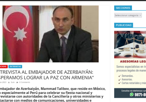 Peru mətbuatında Ermənistanla Azərbaycan arasındakı son vəziyyətdən bəhs edilib