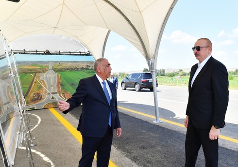 Prezident Əhmədbəyli-Füzuli-Şuşa avtomobil yolunun 27 kilometrlik hissəsinin tikintisi ilə tanış olub - YENİLƏNİB