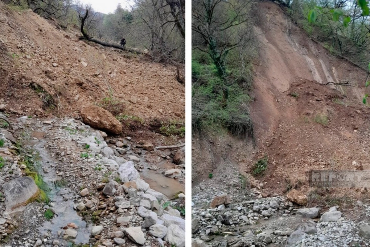 Qaxda dağlıq ərazidə torpaq sürüşməsi olub