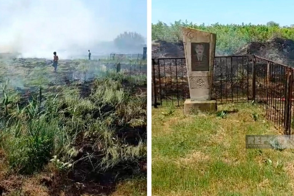 Salyanda qəbiristanlıq yanıb