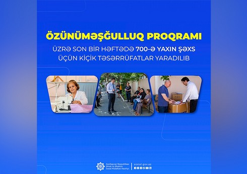 Son bir həftədə 700-ə yaxın şəxs üçün kiçik təsərrüfatlar yaradılıb