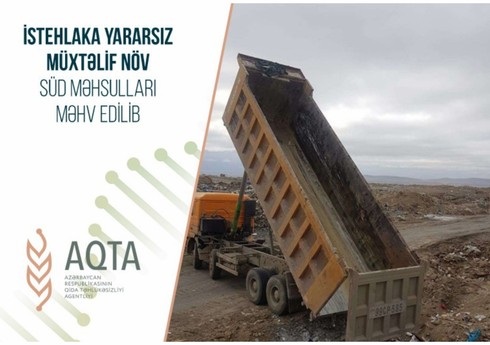 İstehlaka yararsız 12 ton süd məhsulu məhv edilib