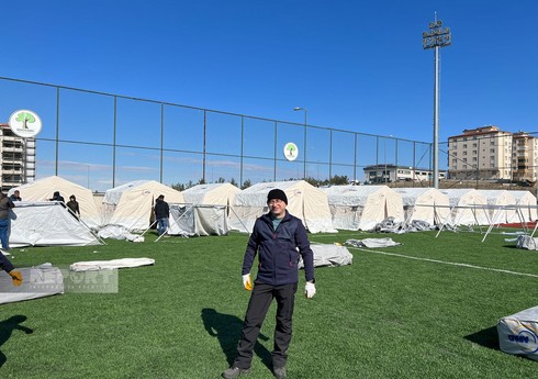 TÜRKSOY Qaziantepdə zəlzələdən zərər çəkənlərə 120 çadır qurub - FOTO