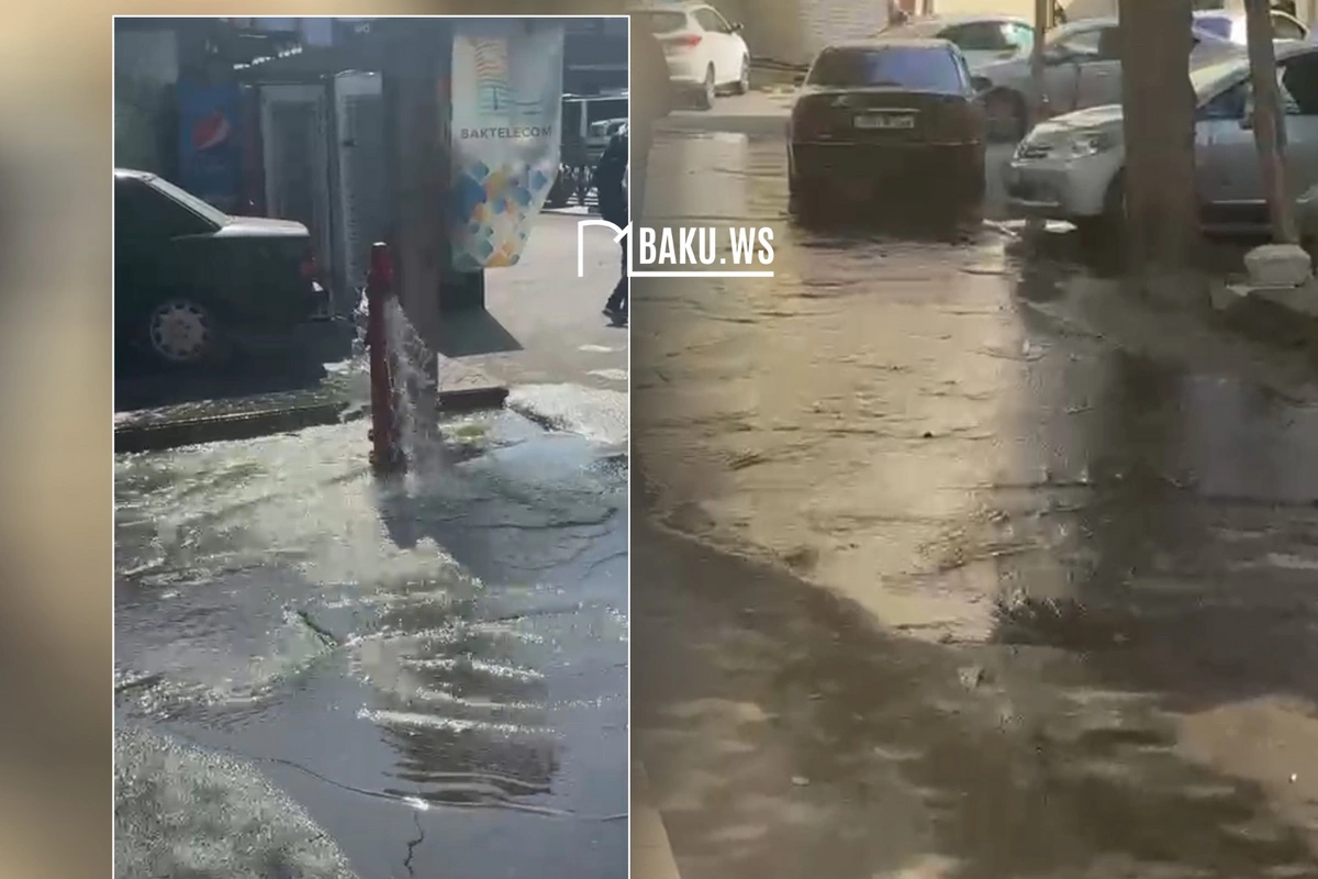 Vətəndaşlar su hidrantını açıq saxladı, küçəni su basdı - Problem aradan qaldırıldı