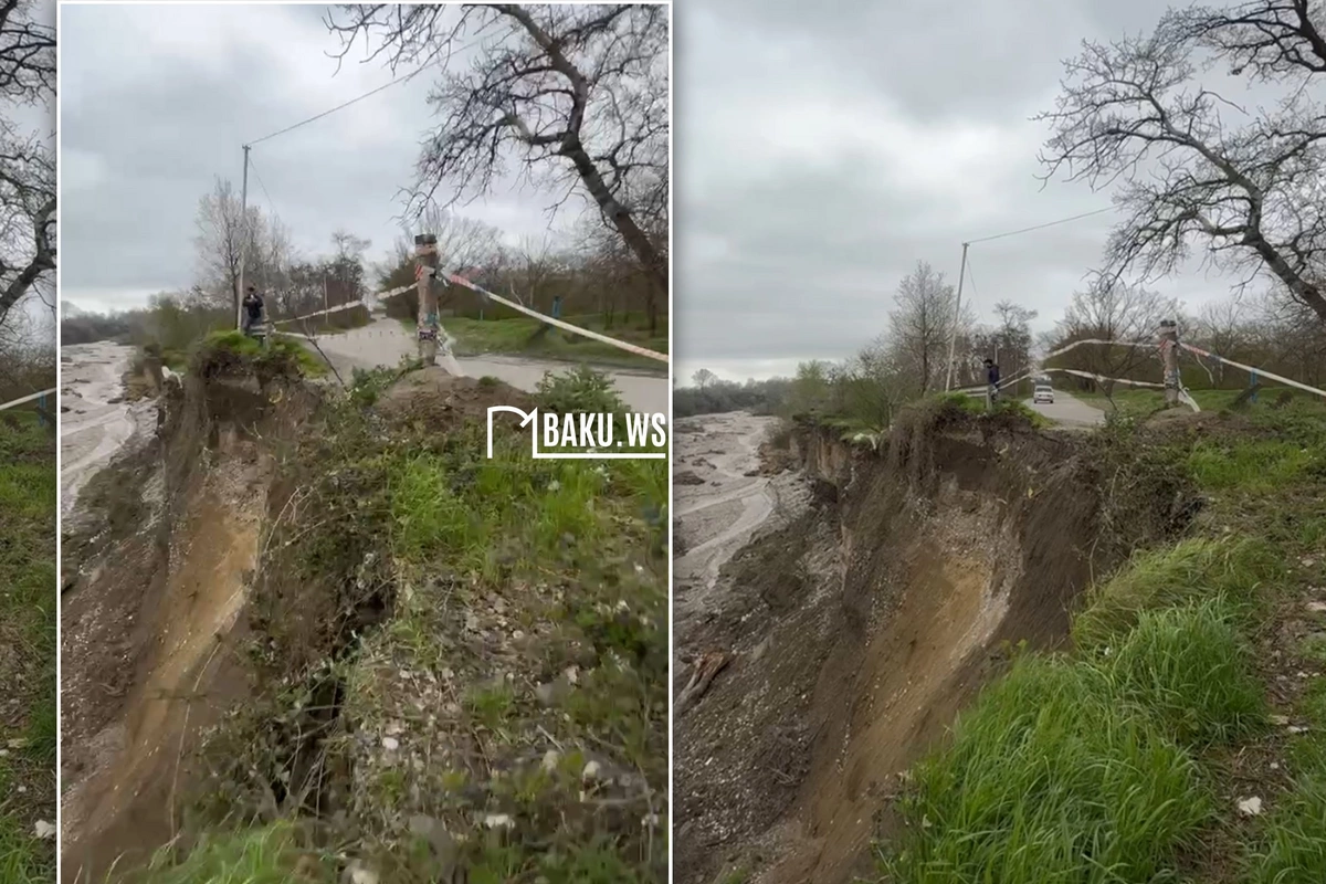 Xaçmazda güclü yağışlar yolu dağıtdı - AAYDA-dan açıqlama