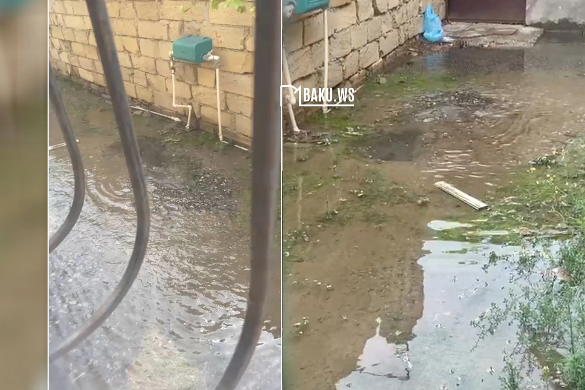 Xırdalanda içməli su borusu PARTLADI - Həyəti su basdı