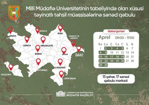 Xüsusi təyinatlı təhsil müəssisələrinə qəbul elan edilib