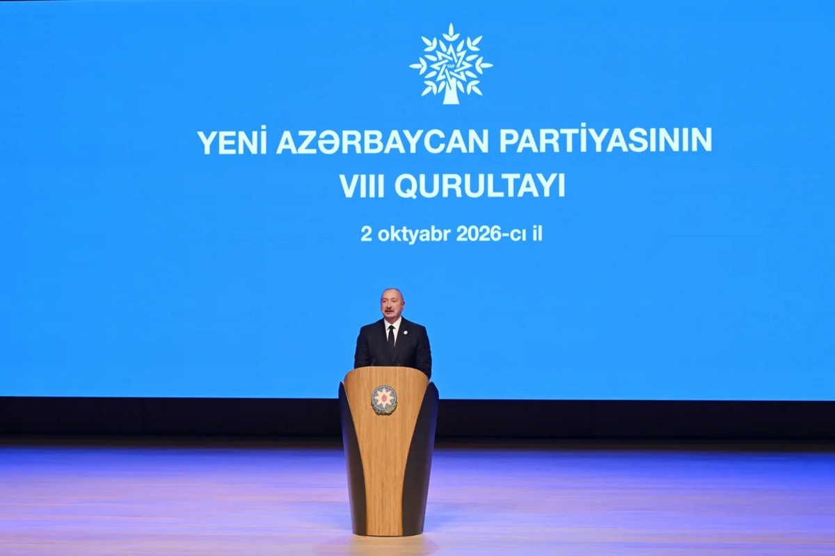 YAP-ın VIII Qurultayı keçirilib, İlham Əliyev çıxış edib