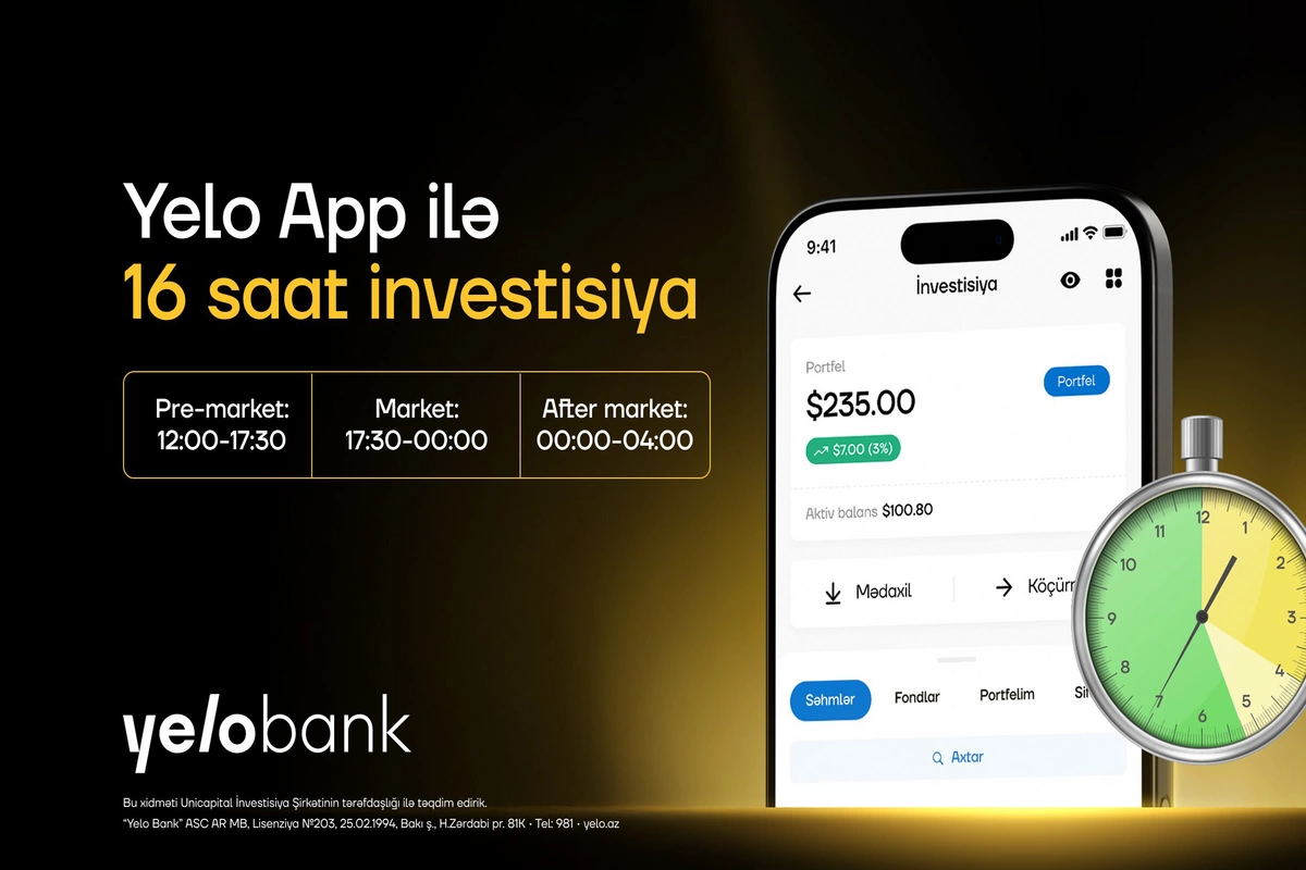 Yelo Invest-də limit sifarişi funksiyası aktiv oldu