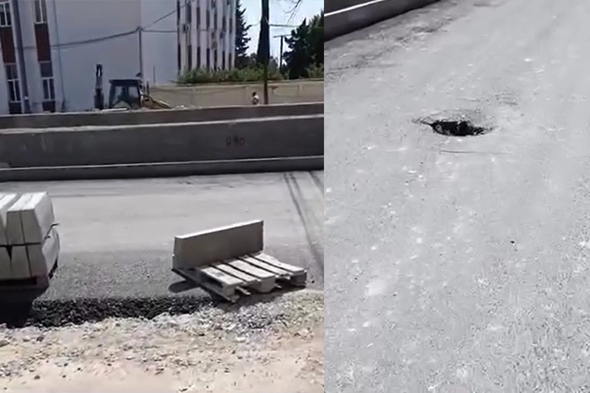Yeni salınan yol çöküb? - İDDİA Yeni salınan yol çöküb? - İDDİA