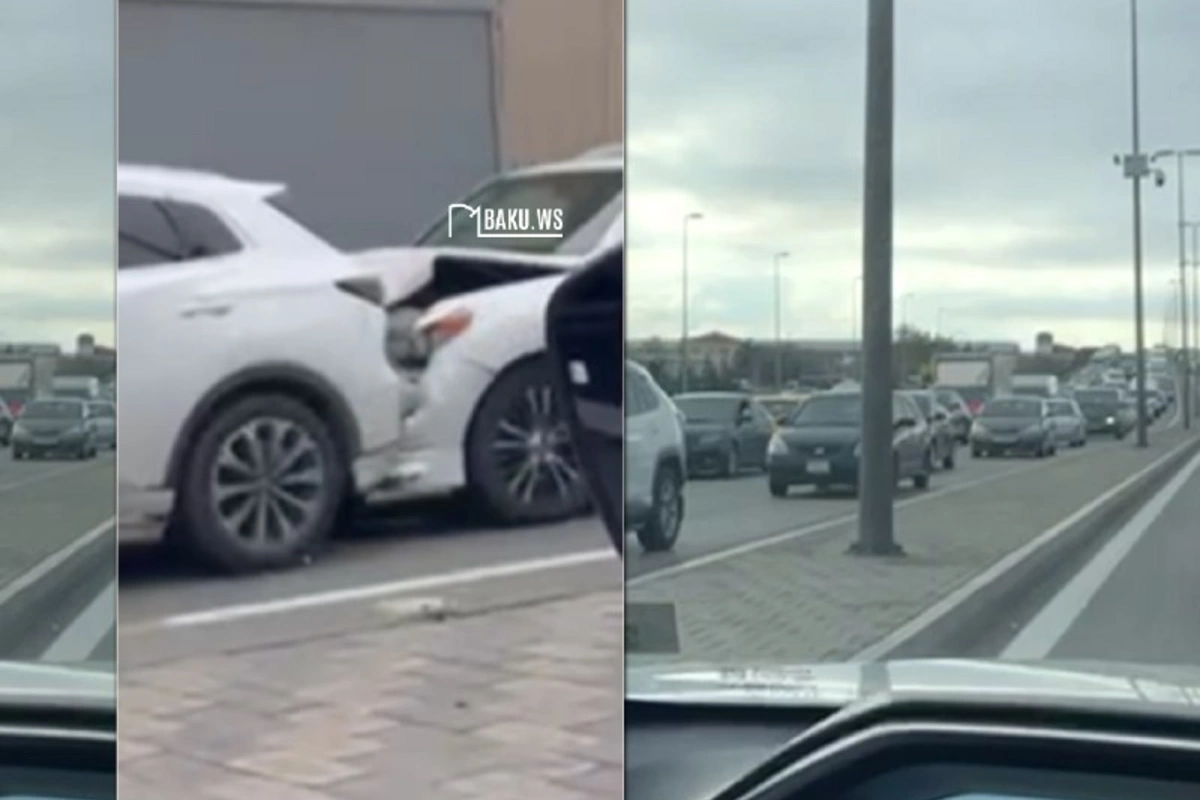 Ziya Bünyadov prospektində 4 maşın toqquşdu, kilometrlərlə uzanan tıxac yarandı